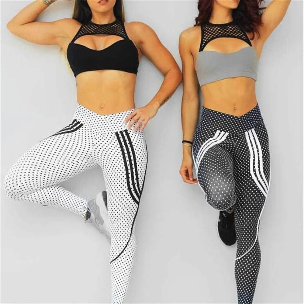 2 Styles Printed Outdoor Sporting High Waist New Style Sportswear Elastic Force Slim Leggings