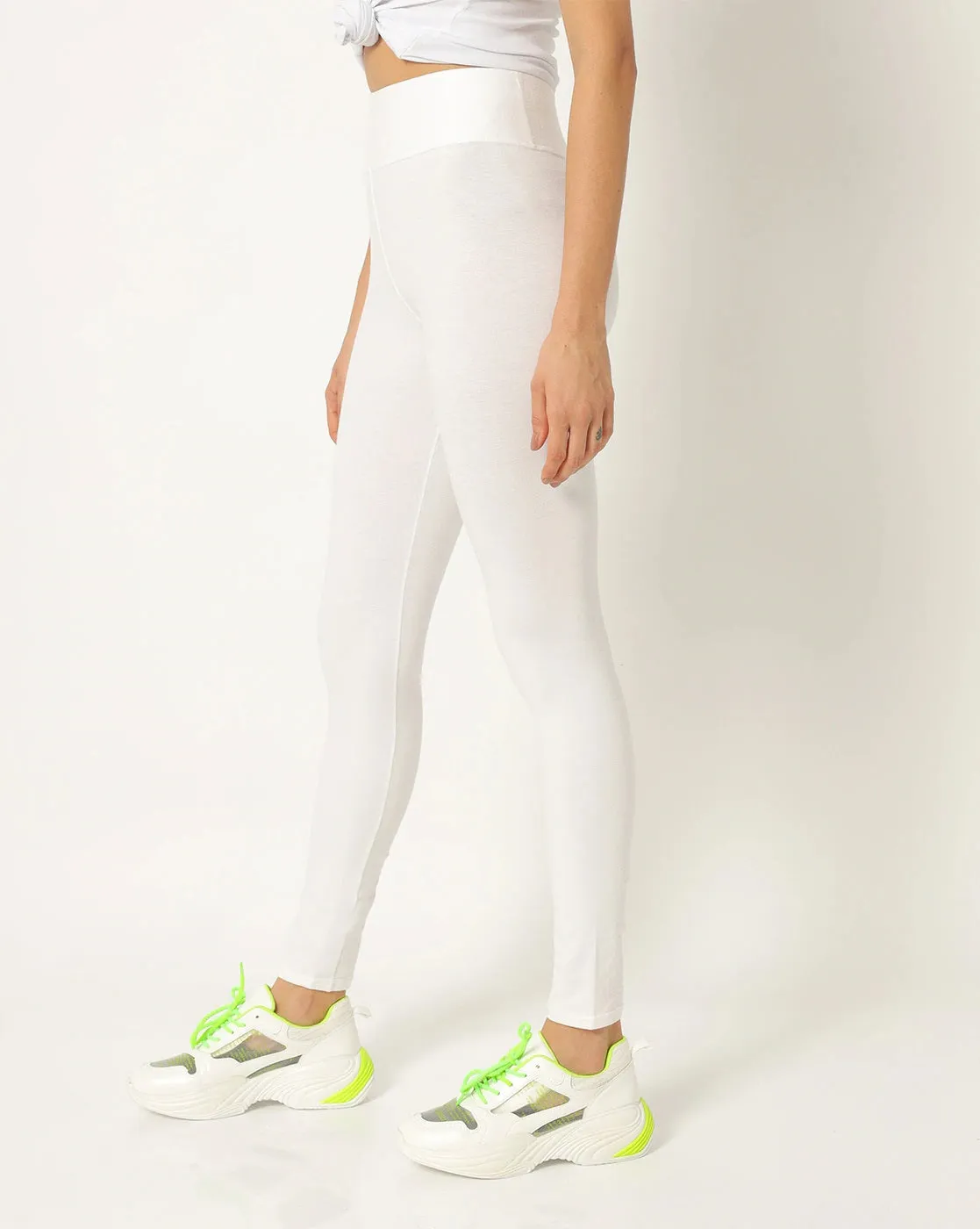 Adorna Active Leggings - Peace White