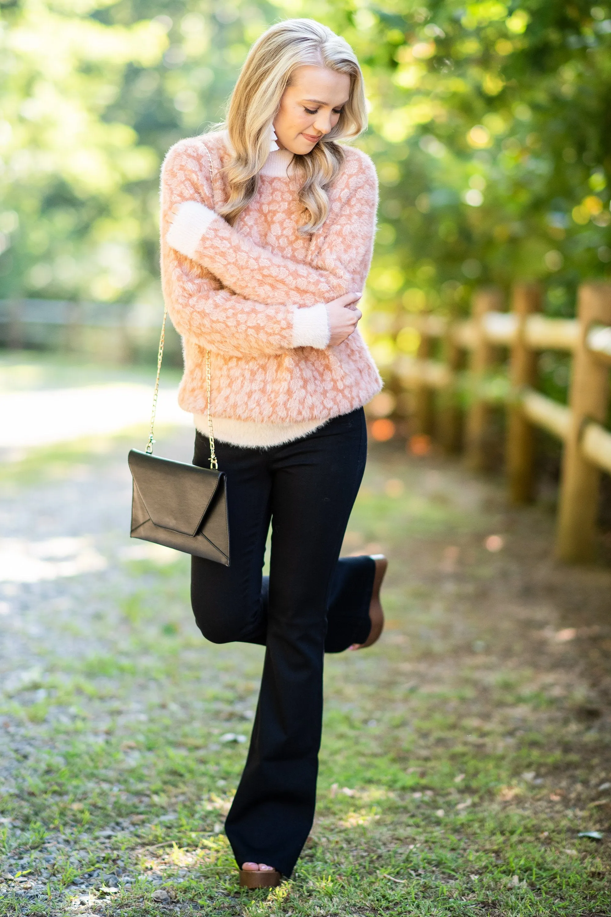 All My Life Blush Pink Leopard Sweater