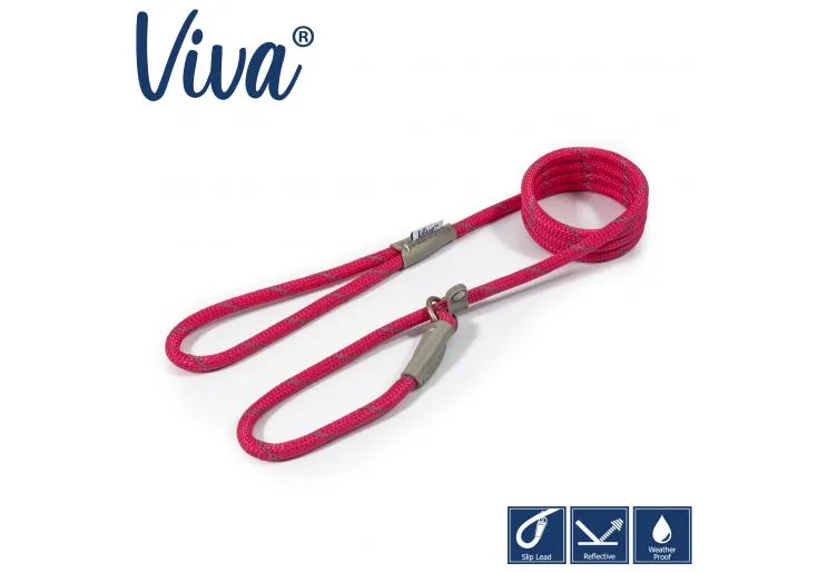 Ancol - Viva Nylon Reflective Rope Slip Lead - Pink - 150cm x 8mm (Max 20kg)