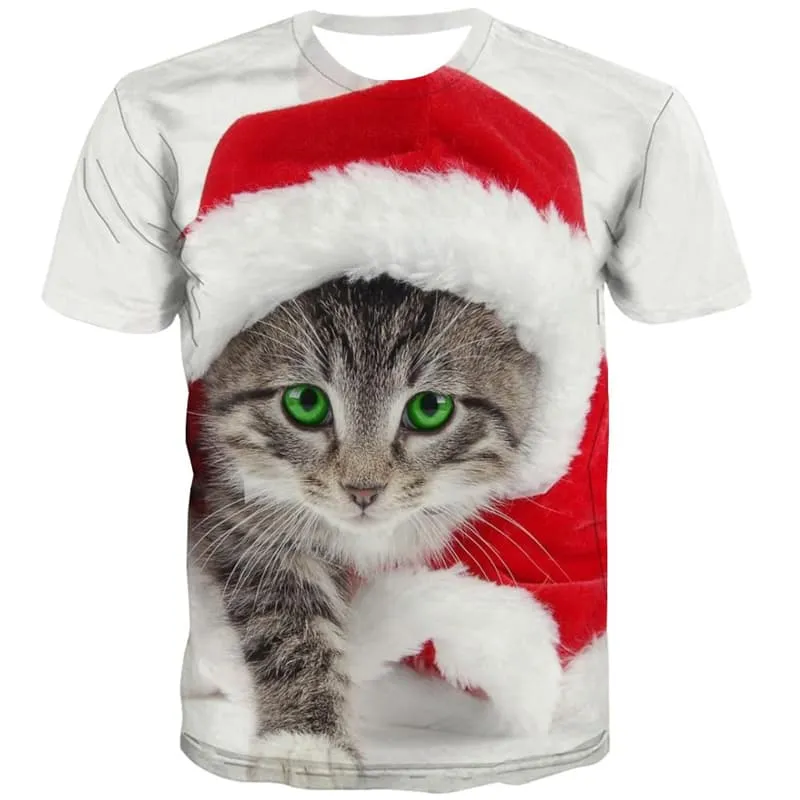 Animal T shirts Men Cat T-shirts Graphic Christmas T-shirts 3d Party Tshirts Novelty