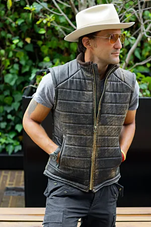 AUSTRAL Leather Vest - Quilted Vintage Brown