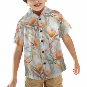 Australian Floral Green  Little Boys Hawaiian Shirt