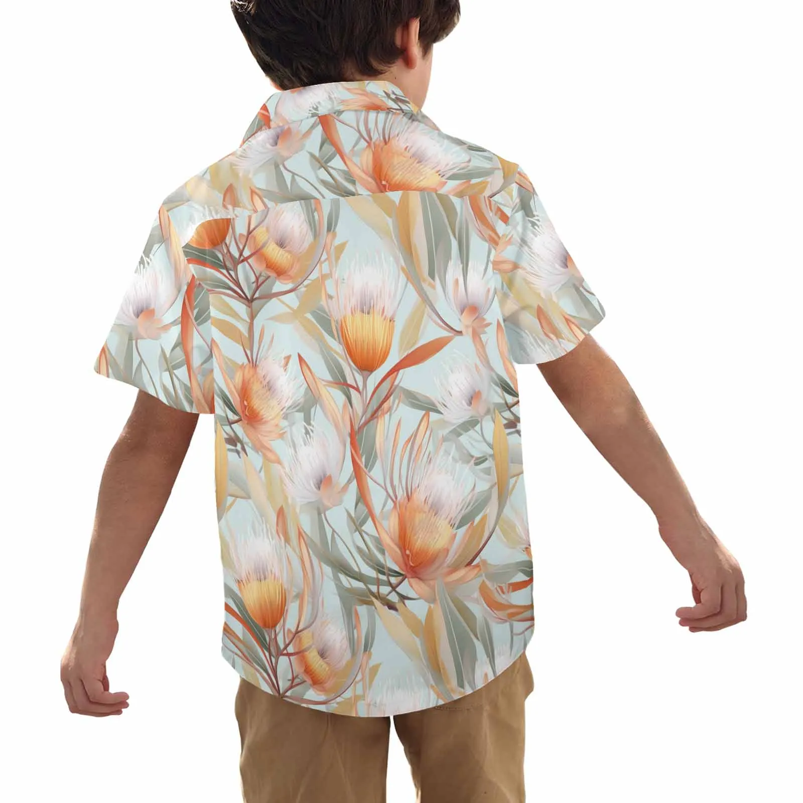 Australian Floral Green  Little Boys Hawaiian Shirt