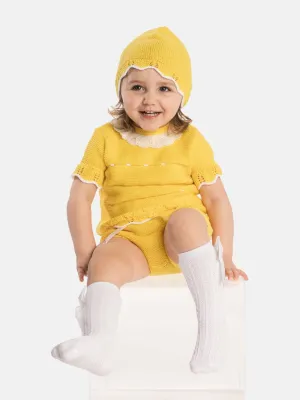 Baby Girl Julia Collection 4-piece Spanish Knitted Set-Yellow