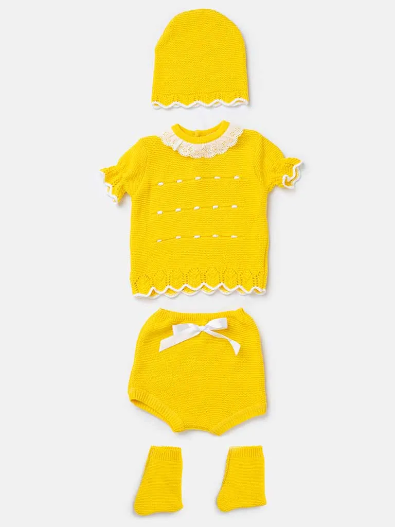 Baby Girl Julia Collection 4-piece Spanish Knitted Set-Yellow