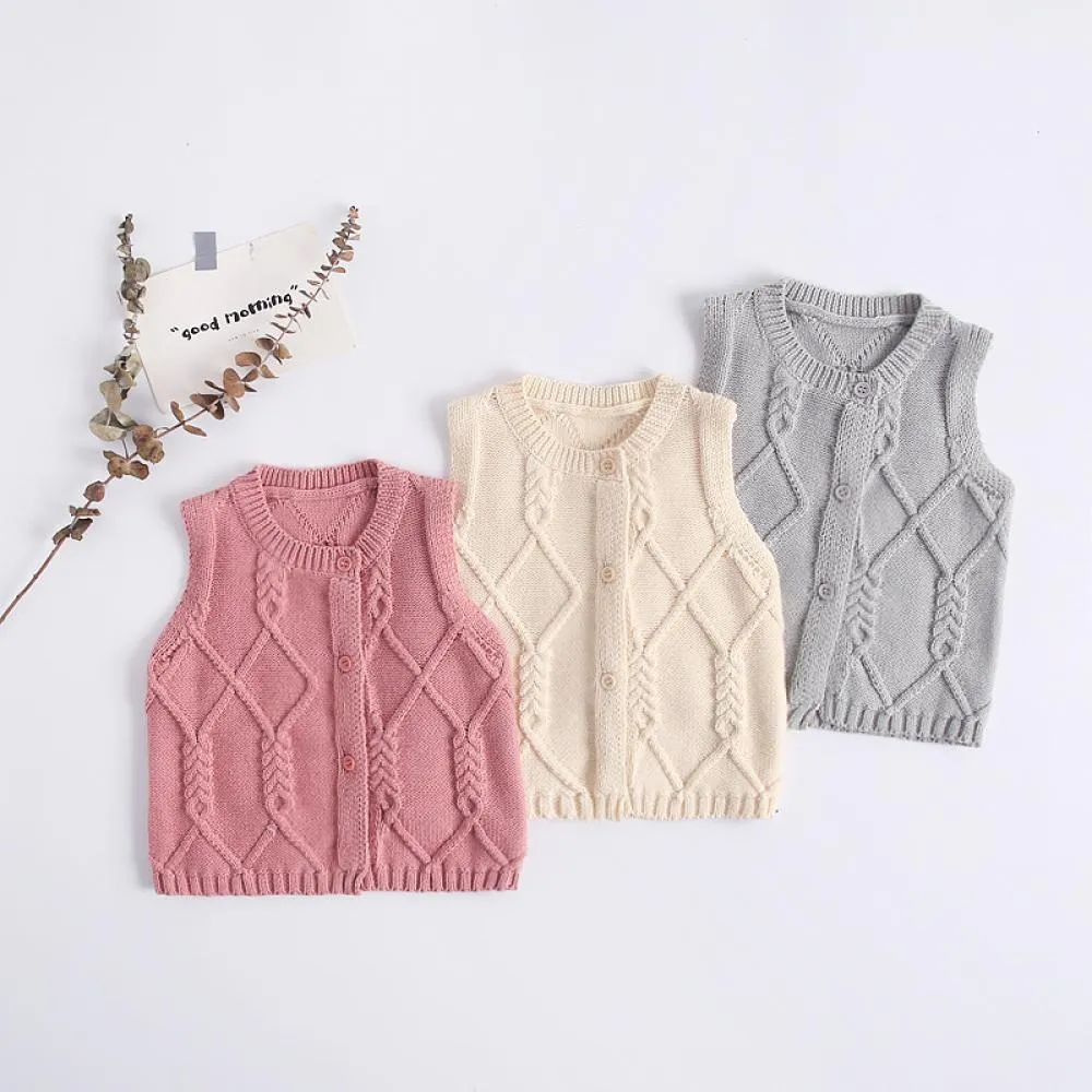 Baby Knitted Twist Vest Baby Cardigan Knitted Shorts Suit Wholesale Baby Children Clothes