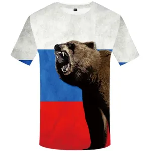 Bear T-shirts Men Animal T-shirt 3d Russia Tshirts Print Flag Tshirt Anime Angry T shirts Funny Mens Clothing Casual Unisex Cool