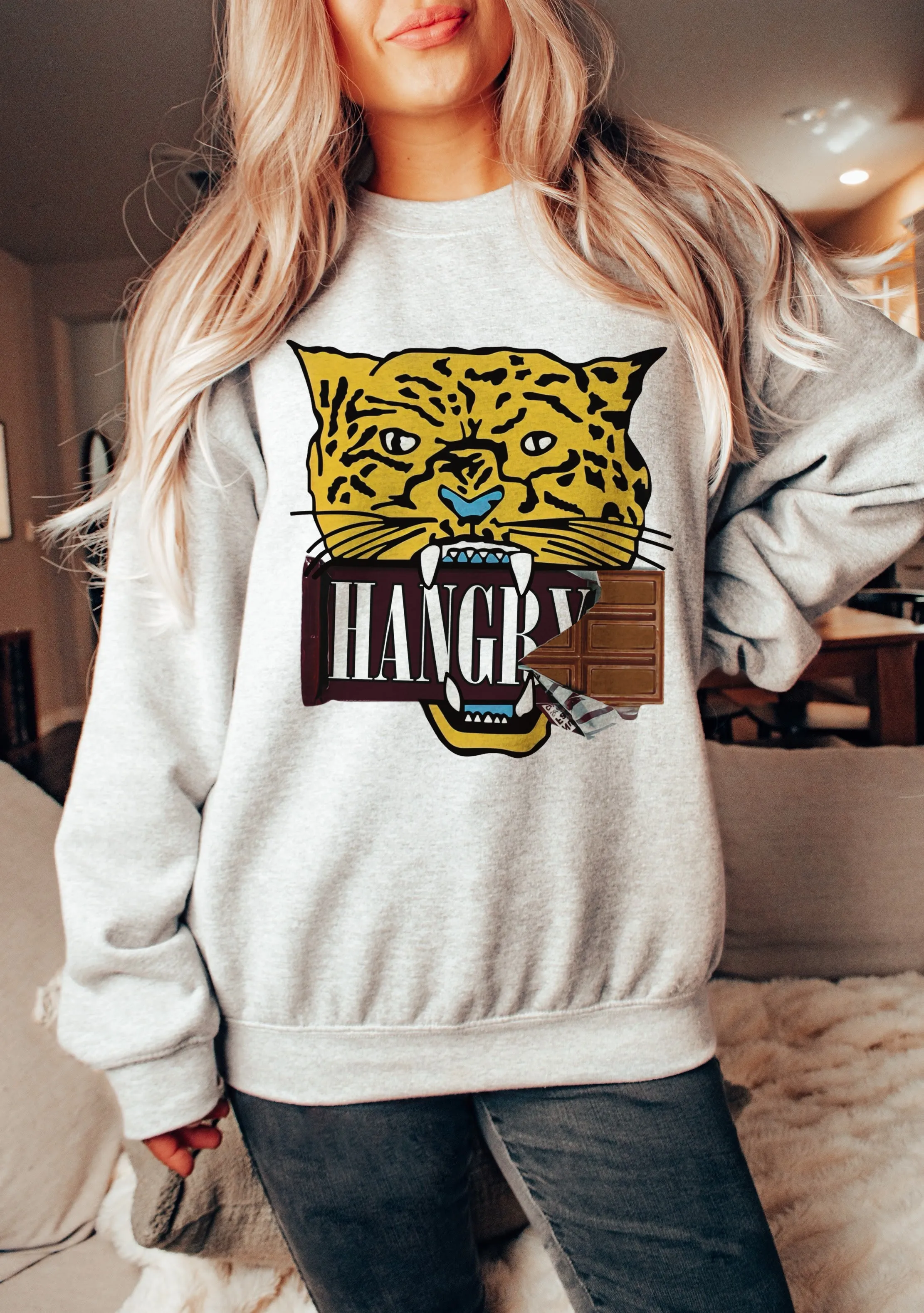 Bella or Gildan Hangry Leopard Sweatshirt