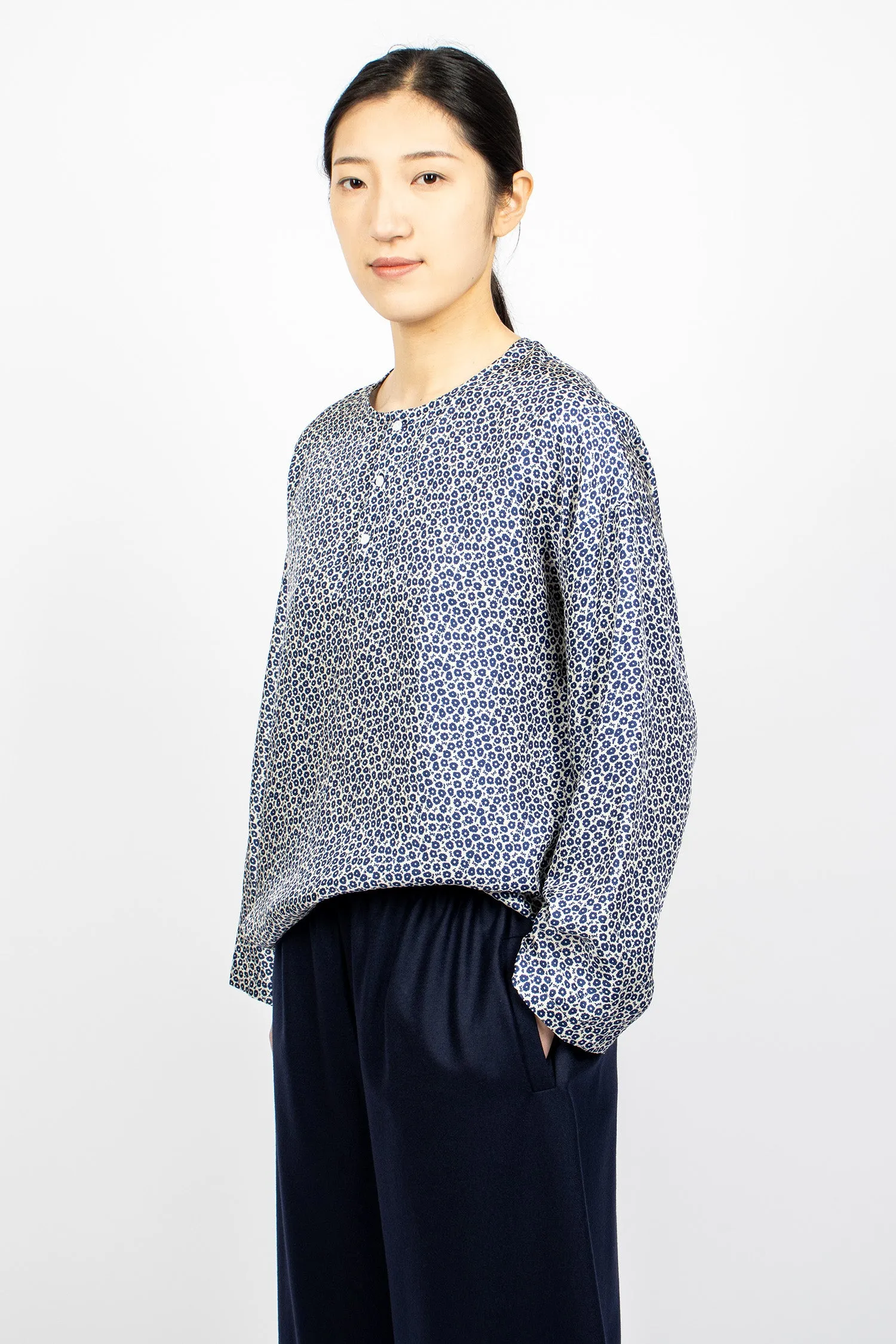 Big Henley Neck Shirt Indigo Blue