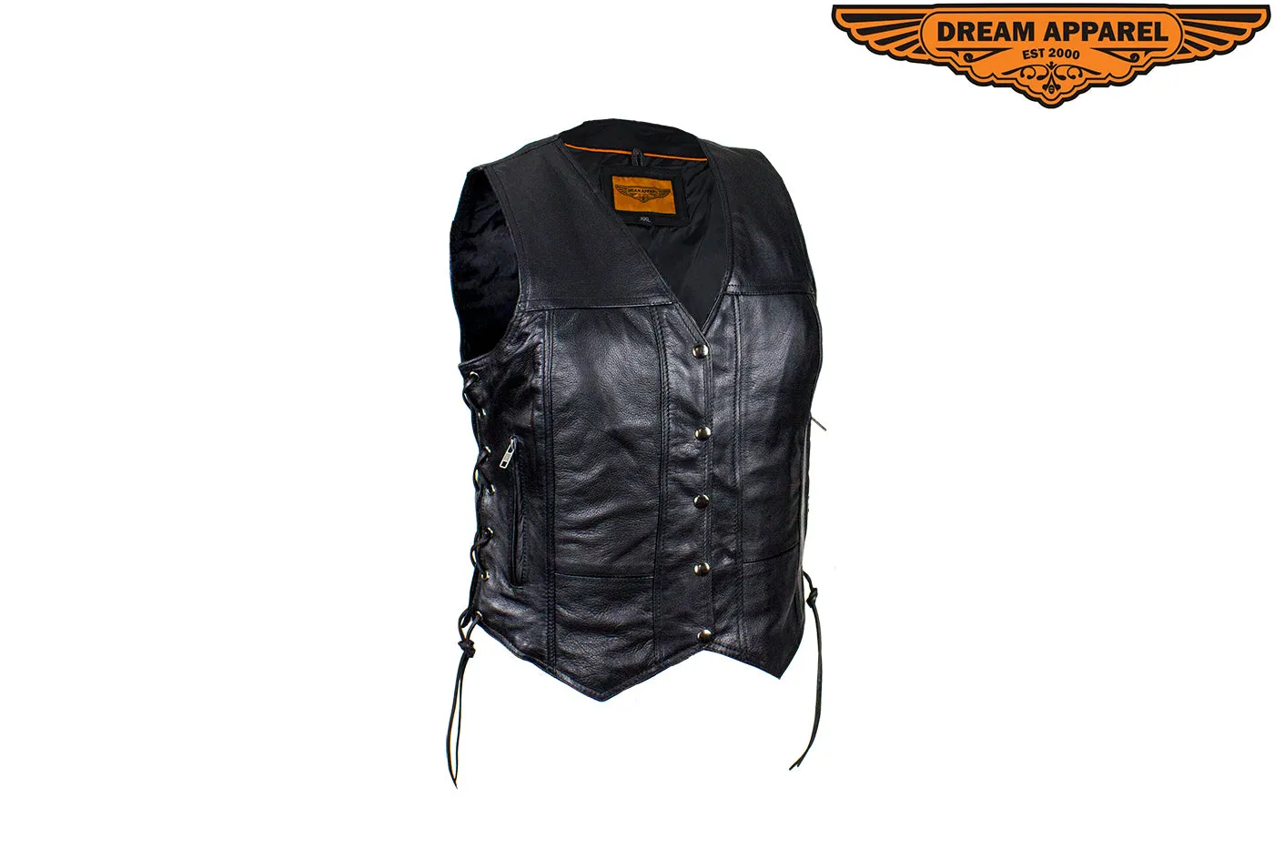 Black Gun Pocket Vest with Studded Flying Gray Heart