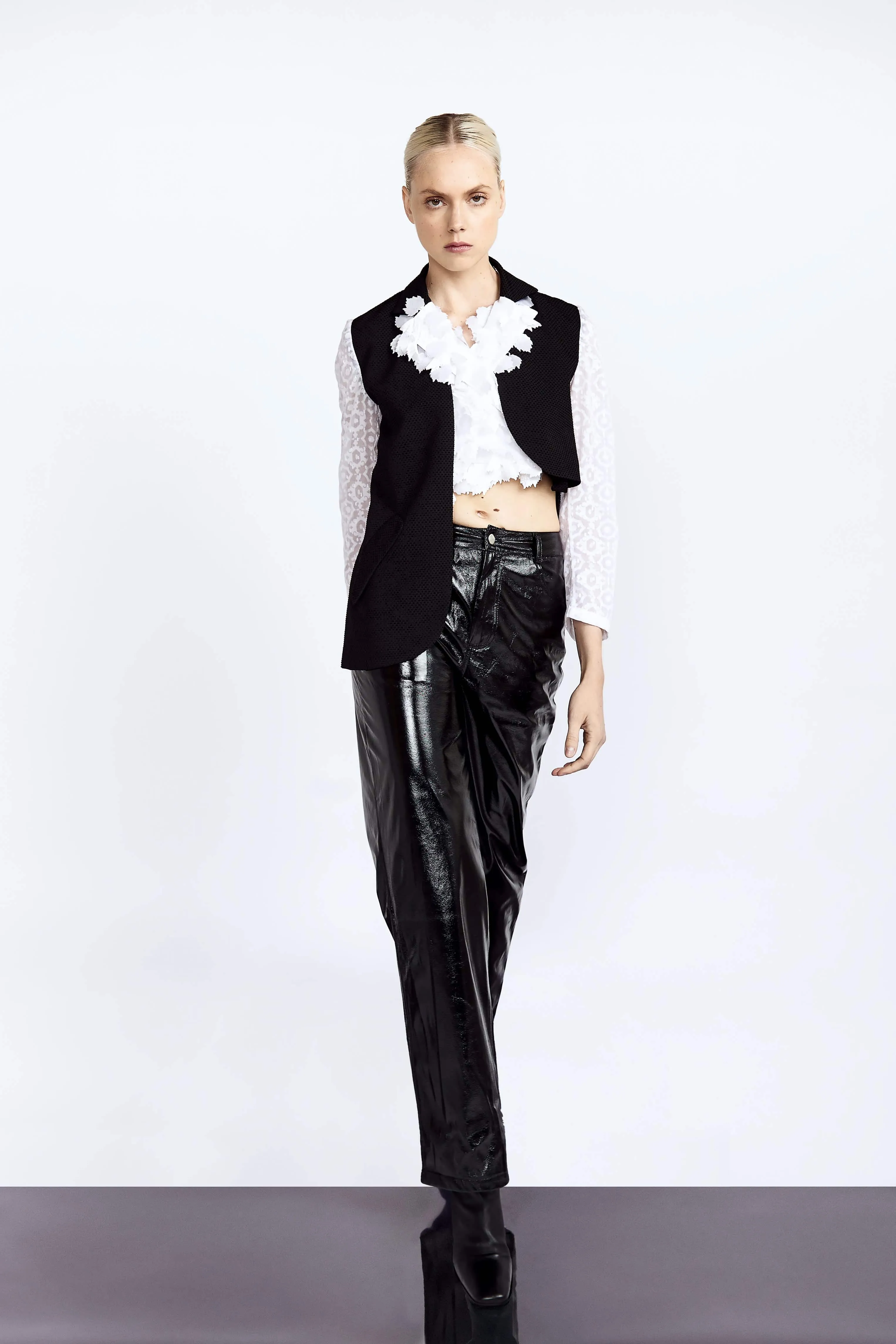 Black Highshine Patent Vegan Leather Trousers