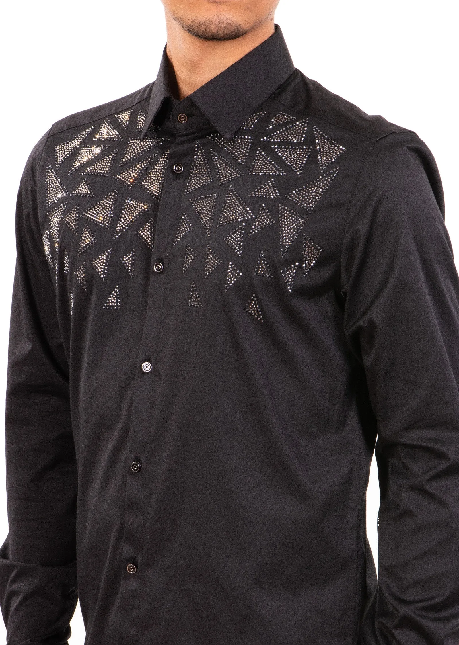 Black Silver "Broken Heart" Rhinestone Shirt