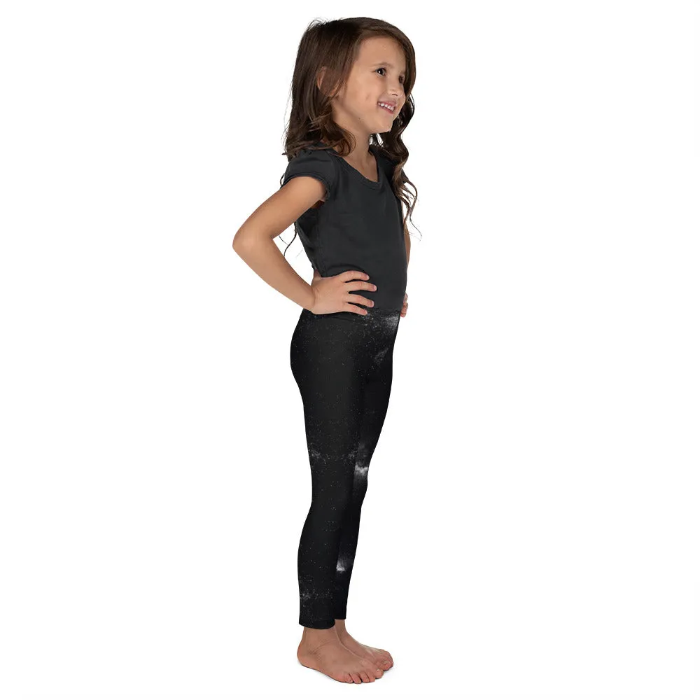 Black White Galaxy Kid's Leggings, Space Galaxies Milky Way Girl's Boy's Tights-Made in USA/EU