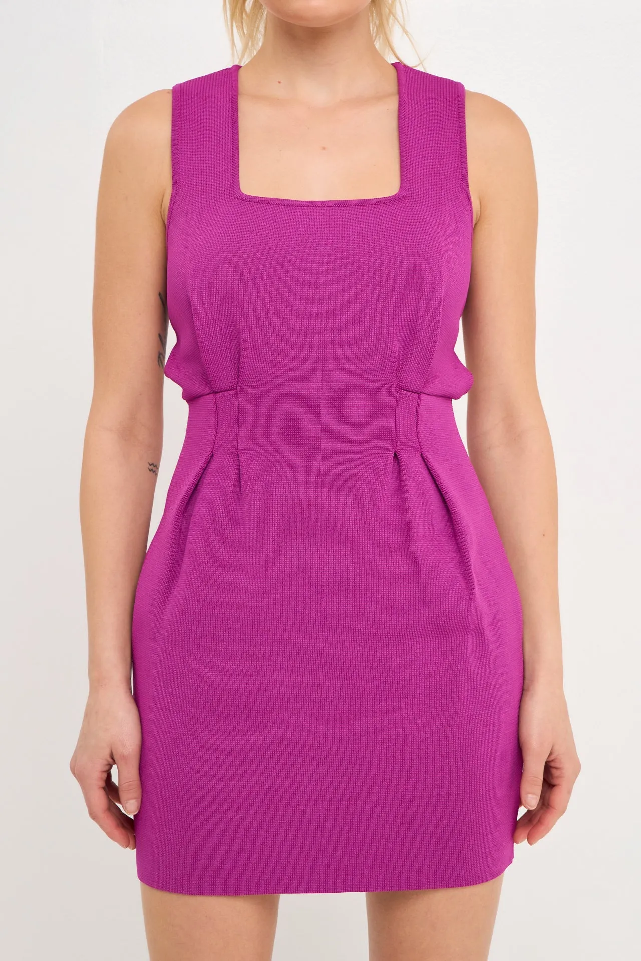 Bodycon Knit Dress with Square Neckline