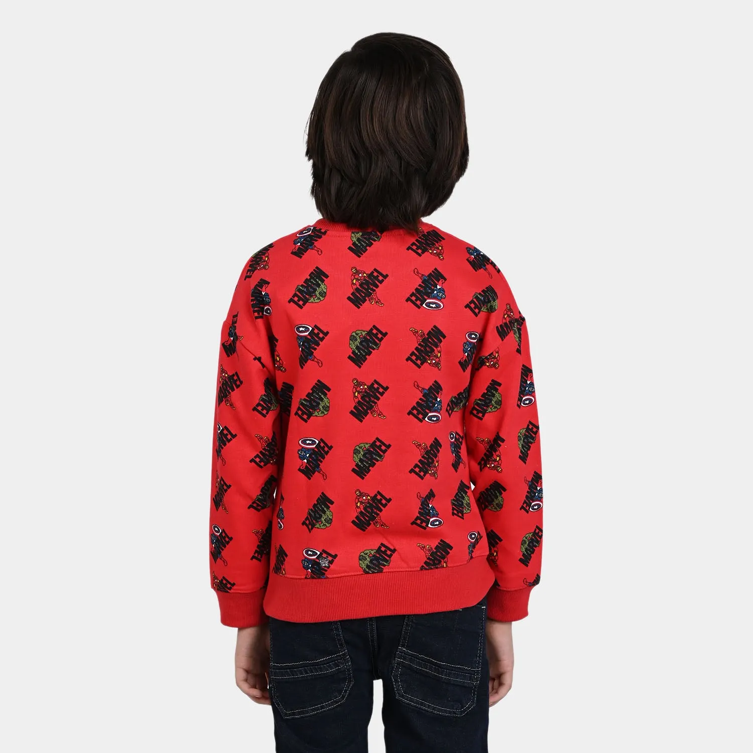 Boys Cotton Slub Sweatshirt heroes -Scarlet