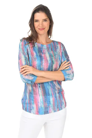 Brushstroke Striped Boatneck Knit Top