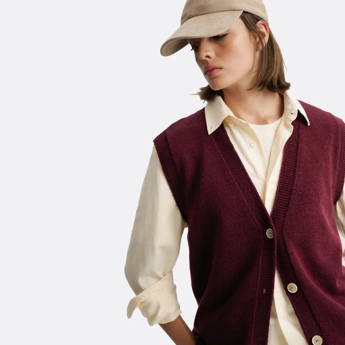 Burgundy Knitted Vest