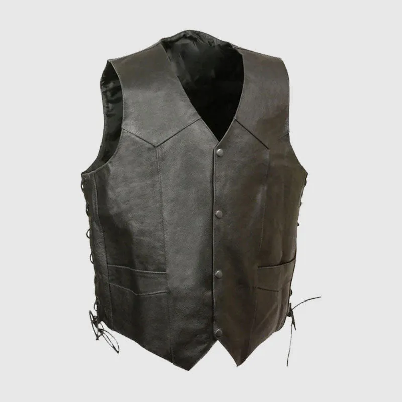 Buy Best Side Lace Live To Ride Leather Vest For Mens