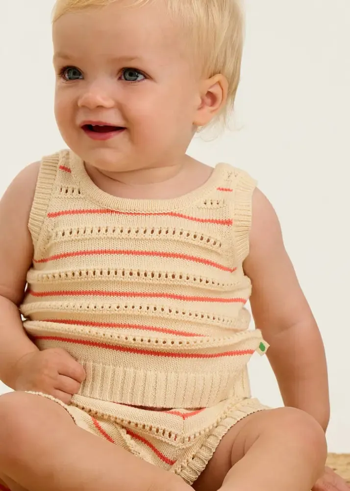 Cala - Coral Stripe Knit Baby & Kids Top