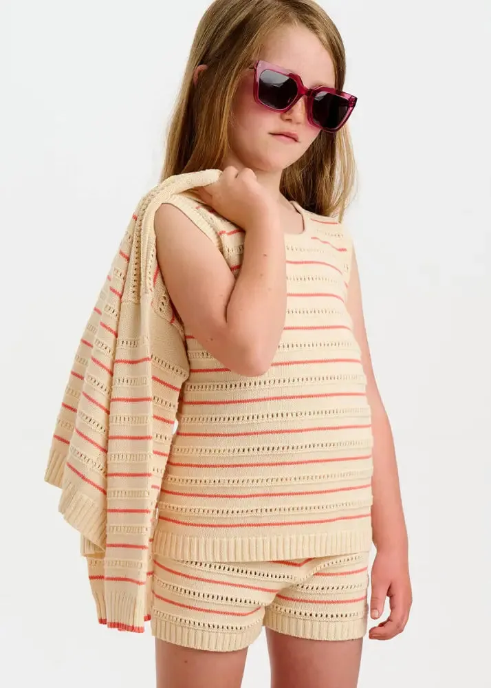 Cala - Coral Stripe Knit Baby & Kids Top