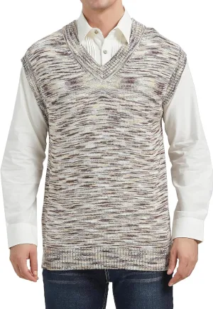 CALSUZ Men's Vest Knitted V Neck Sleeveless Pullover Sweaters