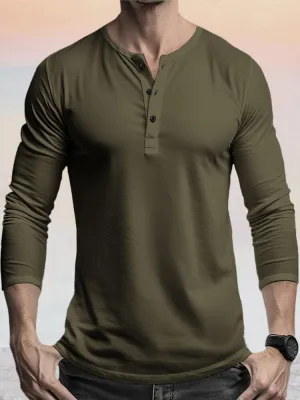 Casual 100% Cotton Henley Shirt