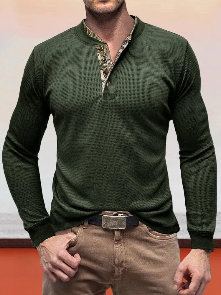 Casual Waffle Henley Shirt