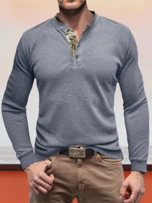 Casual Waffle Henley Shirt