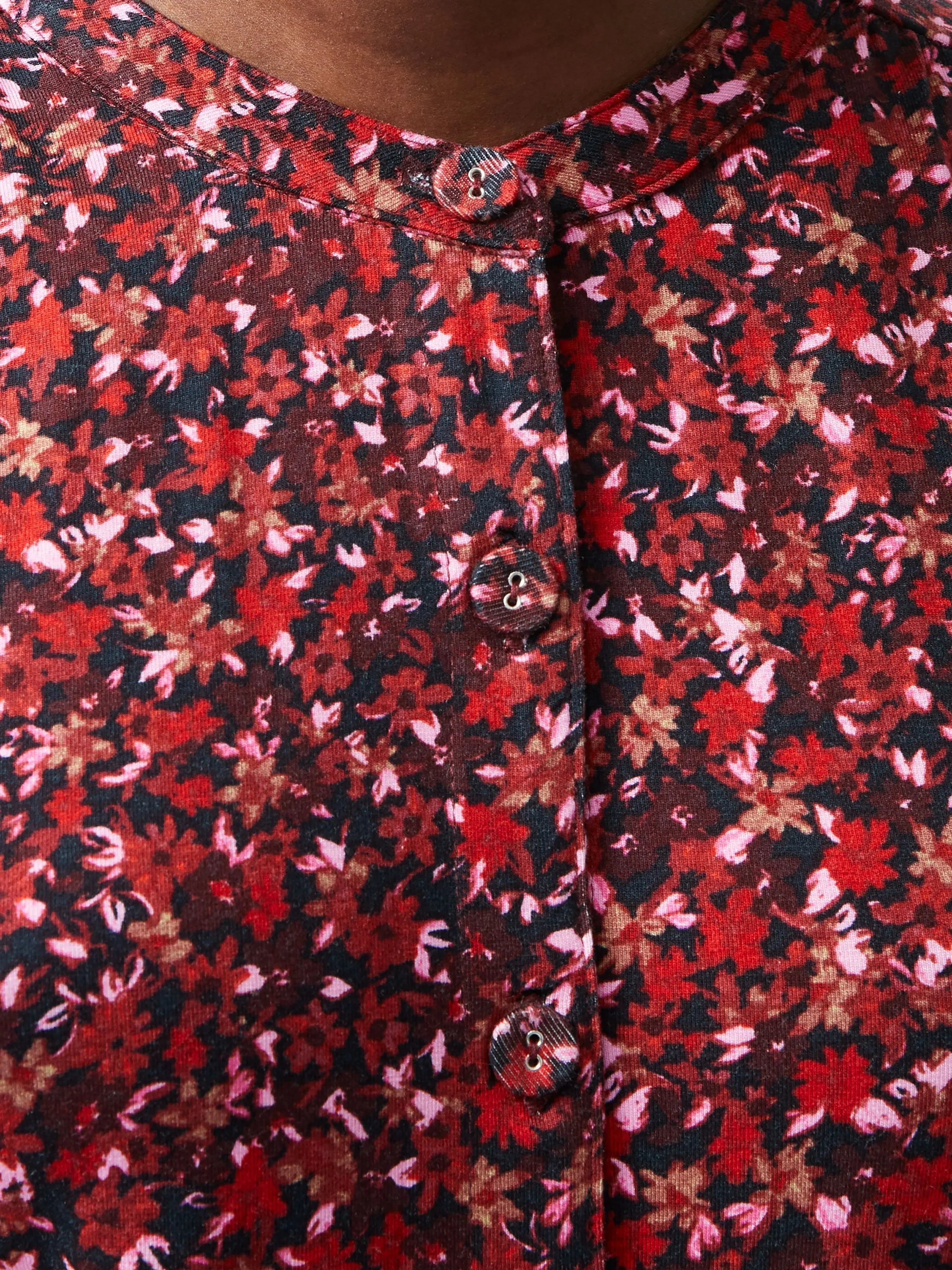 Clara Henley Jersey Floral Shirt Dress