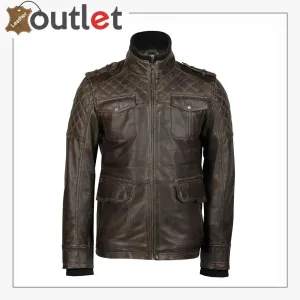 Classic Style Genuine Mens Motorcycle Leather Ridding Jacket