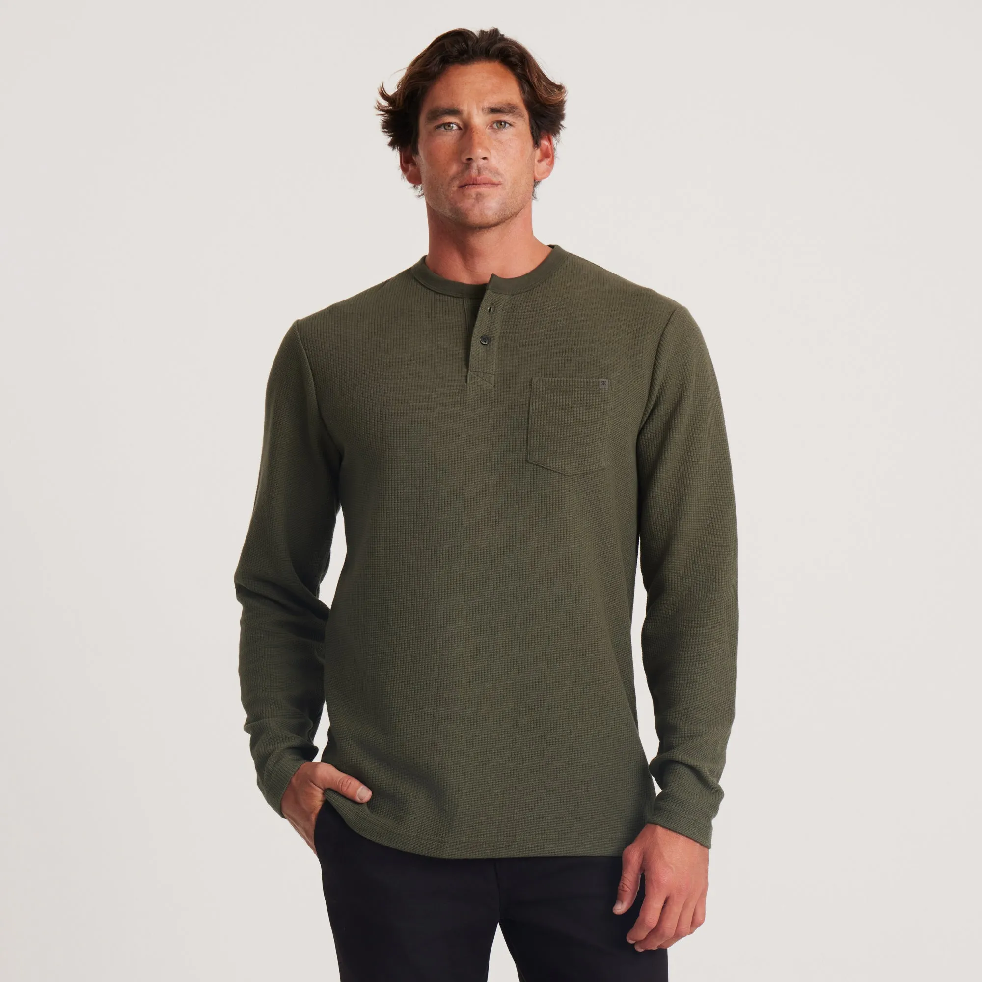 Companion Long Sleeve Thermal Henley - Military