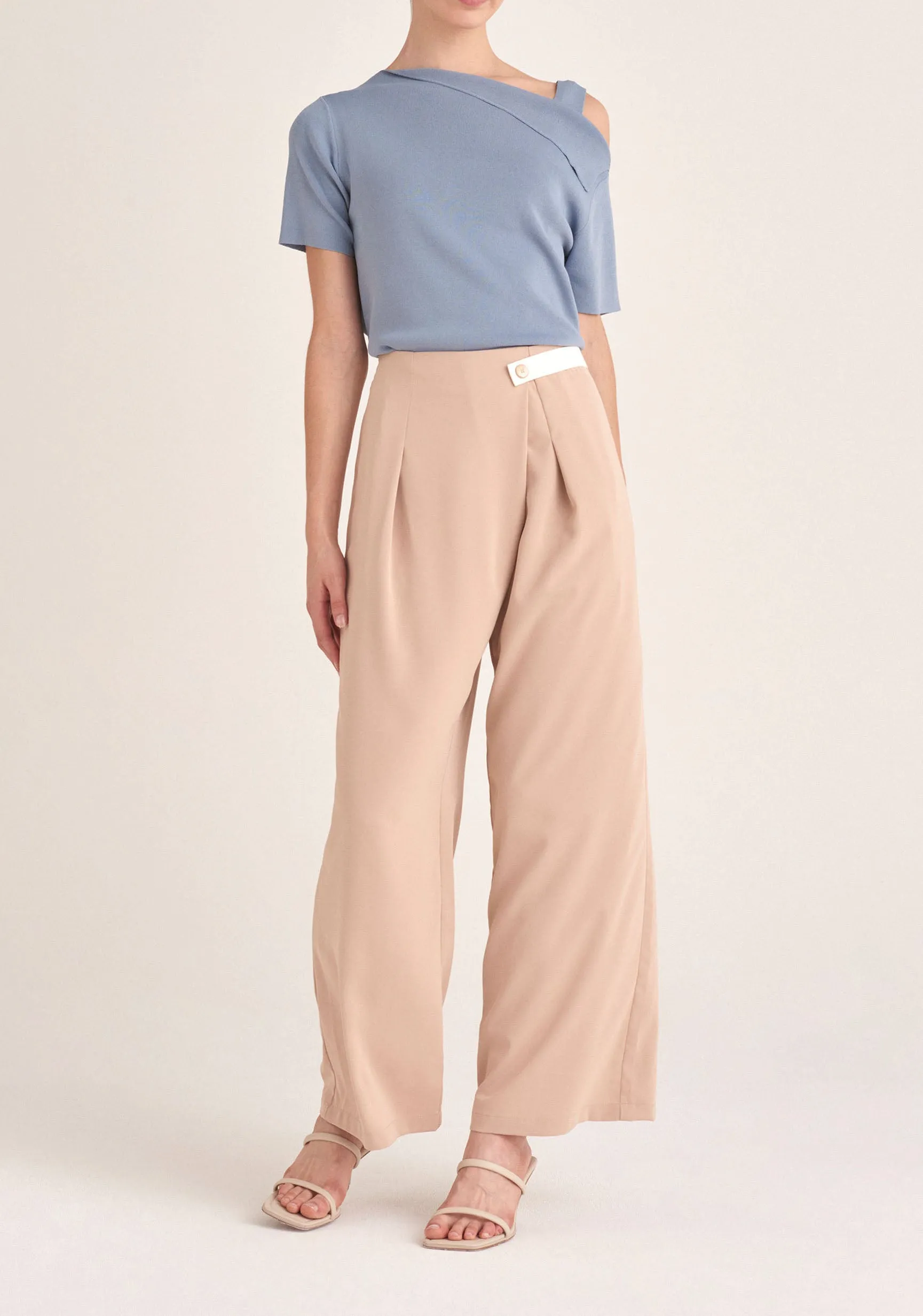 Contrasting Wide Leg Trousers