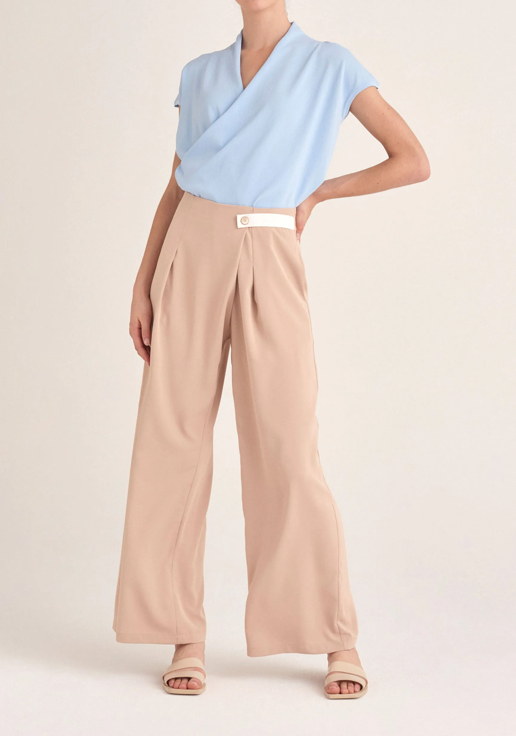 Contrasting Wide Leg Trousers