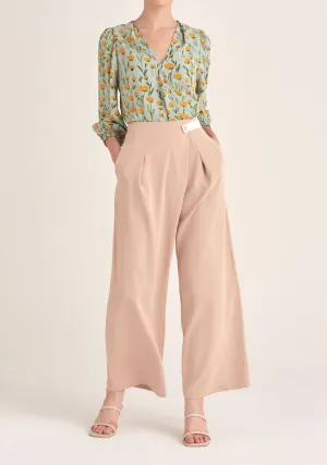 Contrasting Wide Leg Trousers