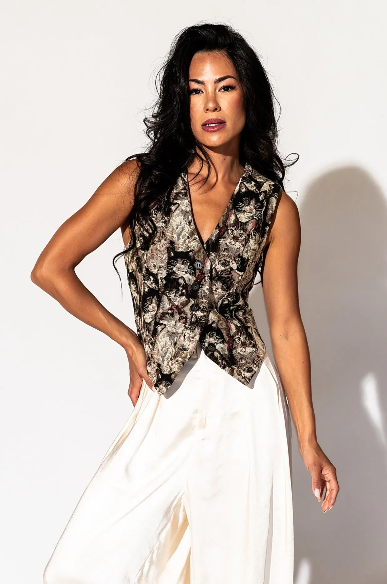 Crazy Cat Lady Jacquard Waistcoat Vest