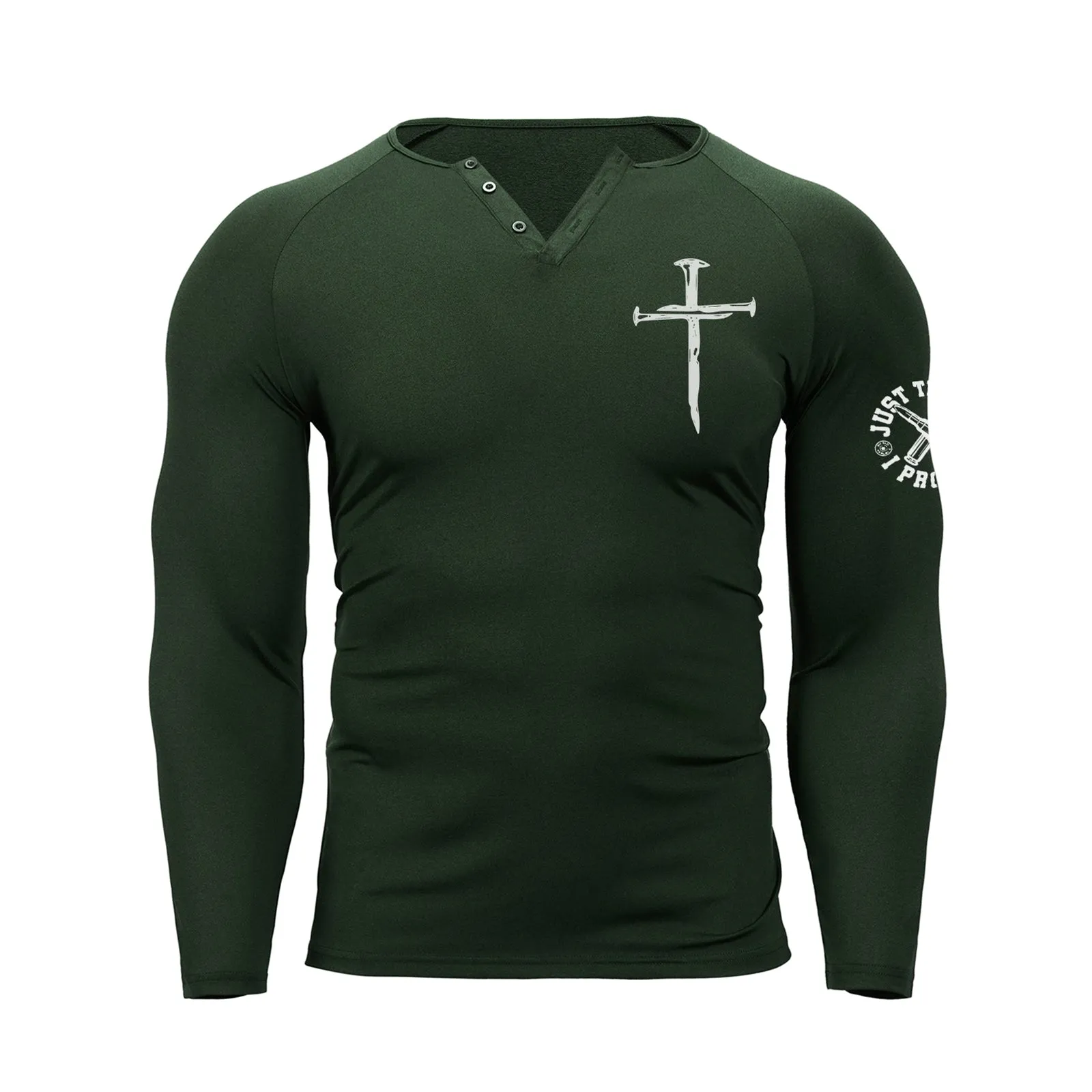 CROSS RAGLAN GRAPHIC LONG SLEEVE HENLEY SHIRT