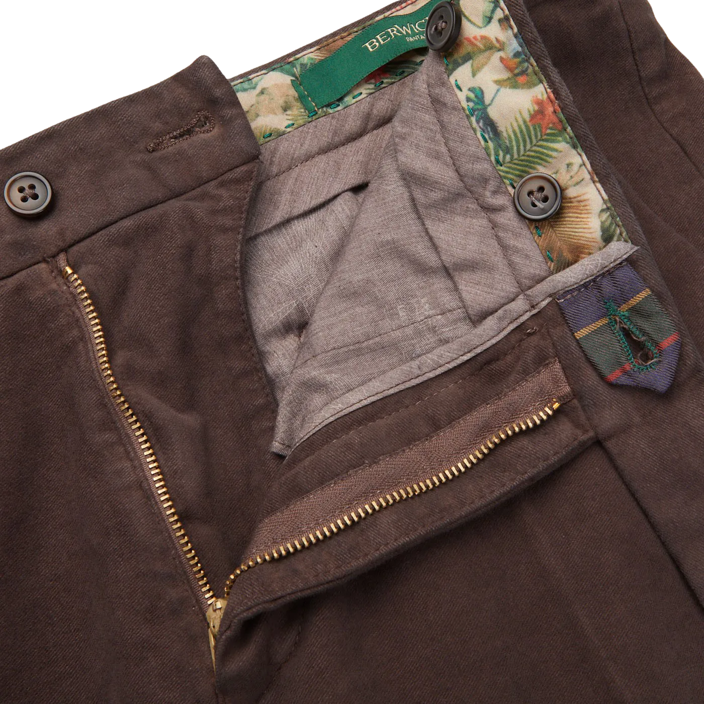 Dark Brown Cotton Moleskin Chinos