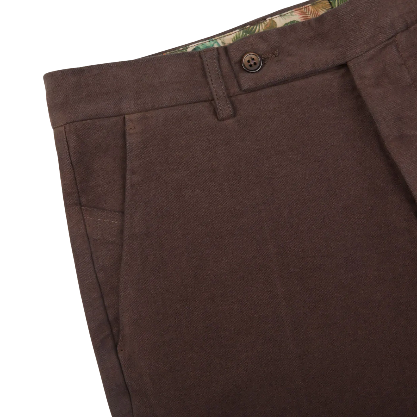 Dark Brown Cotton Moleskin Chinos