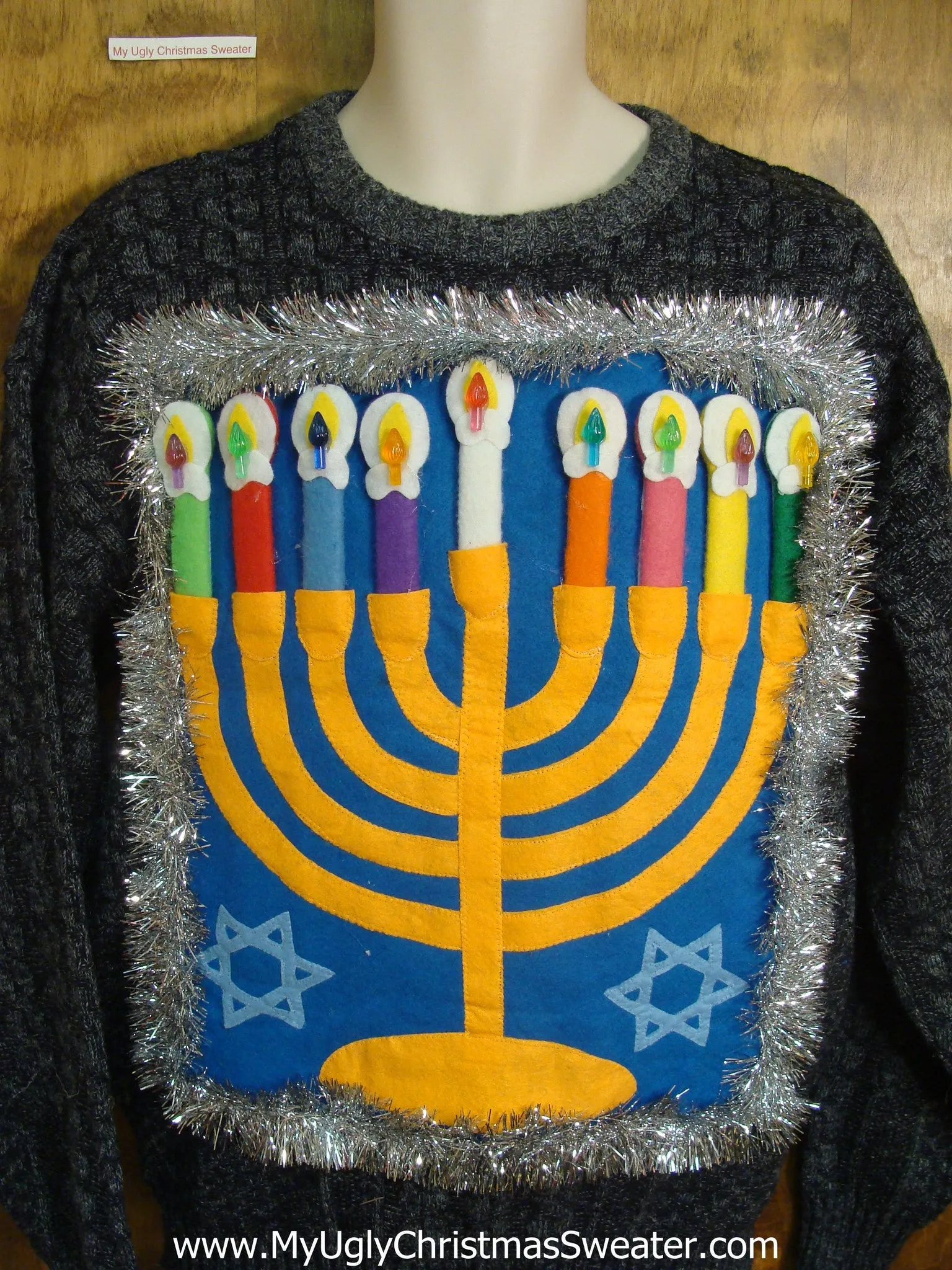 Dark Grey Festive Hanukkah Sweater