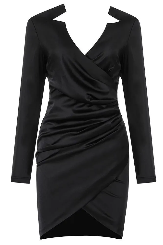 Demi Long Sleeve Bodycon Mini Dress - Classic Black