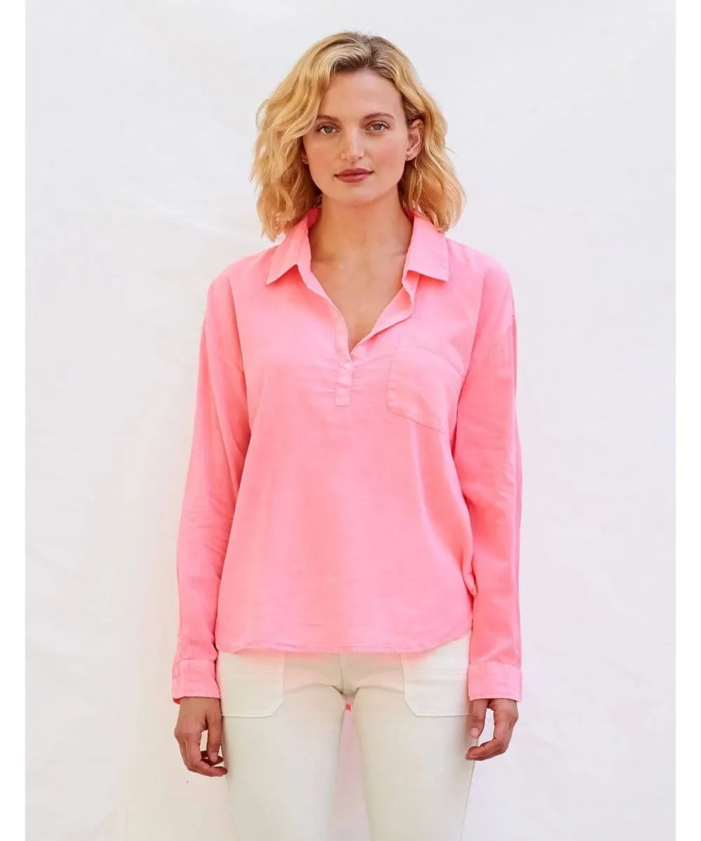 Destinations Pocket Henley Pop Peach Top