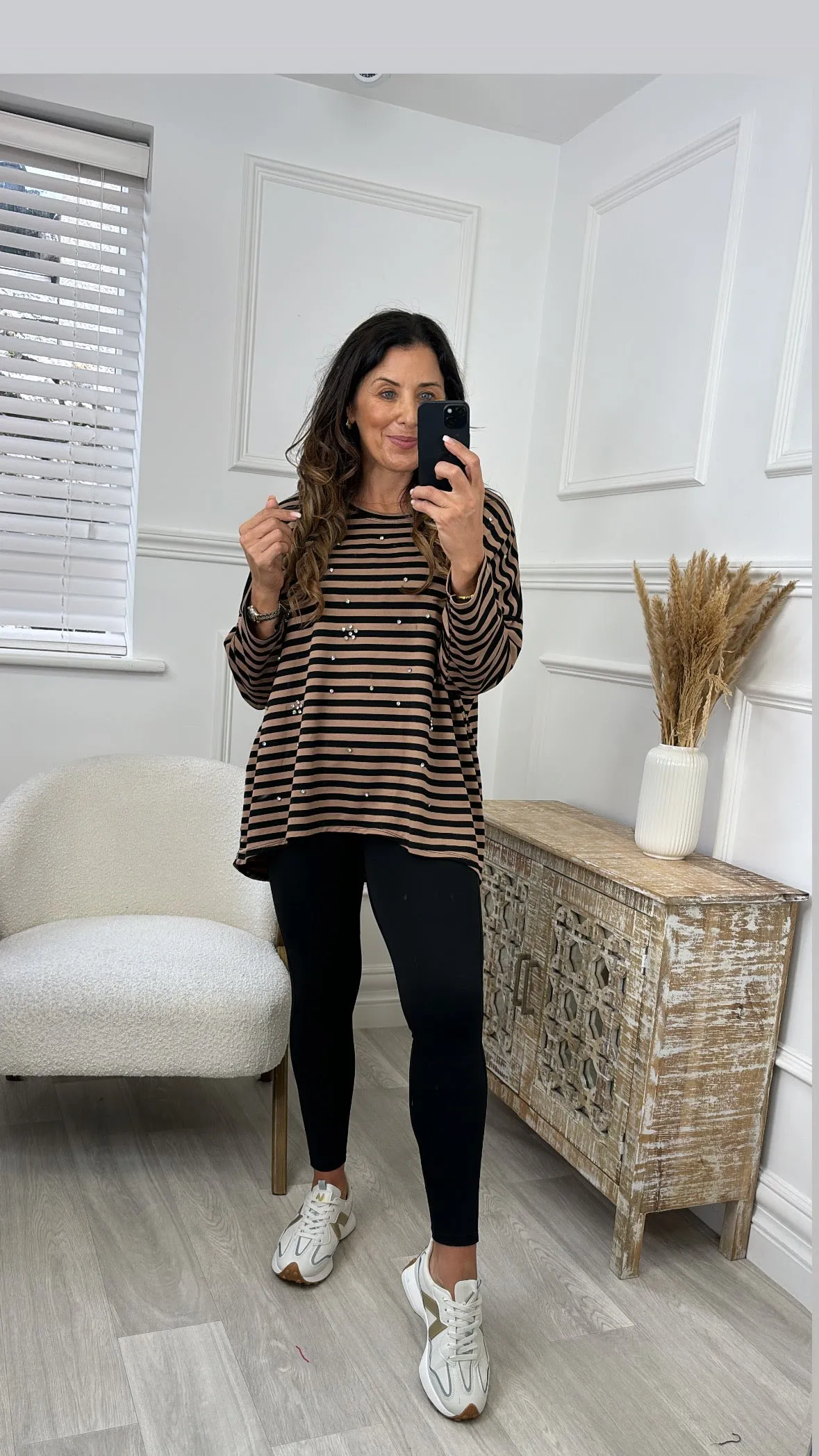 Devon Camel Striped Pullover