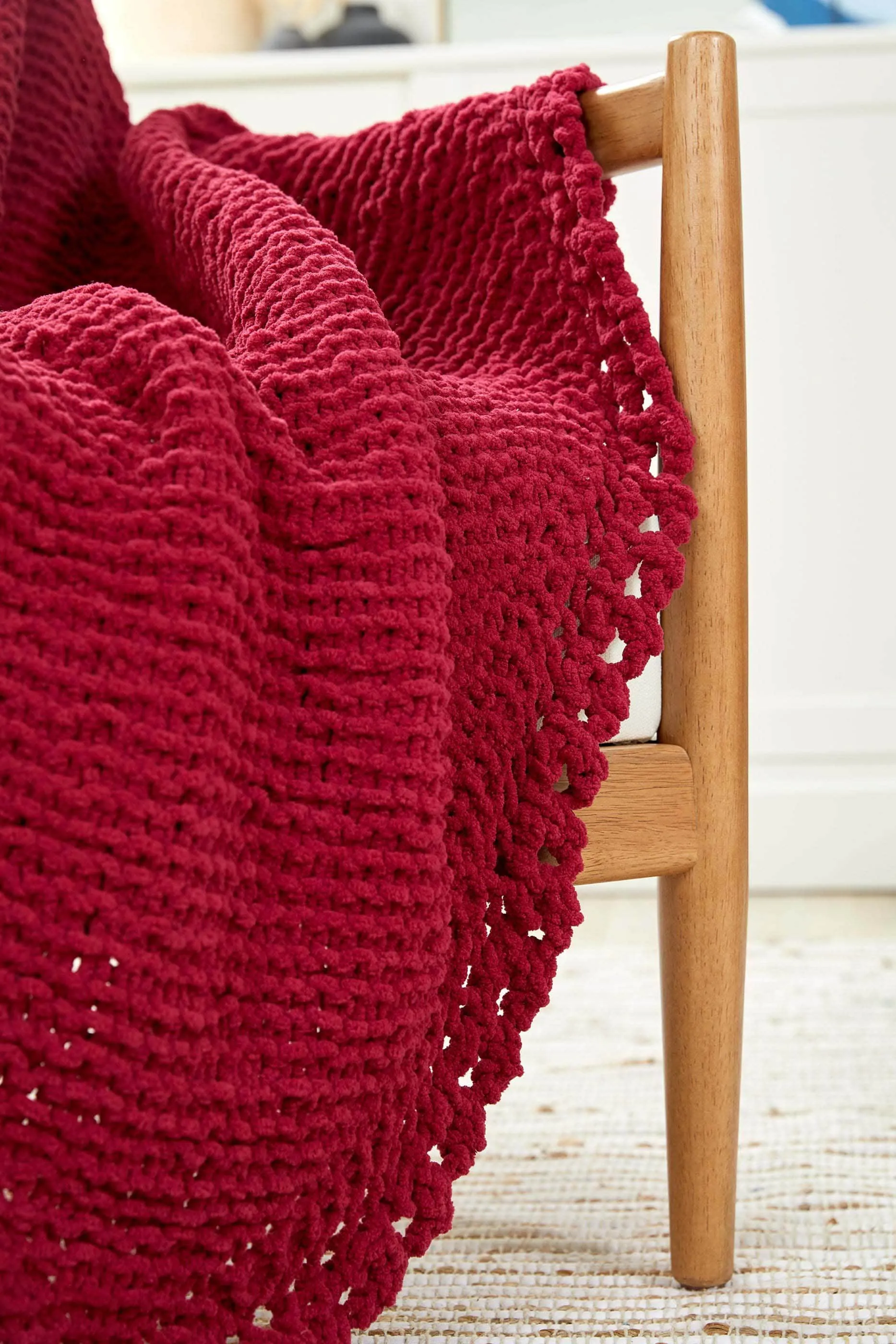 Diagonal Lace Edge Throw