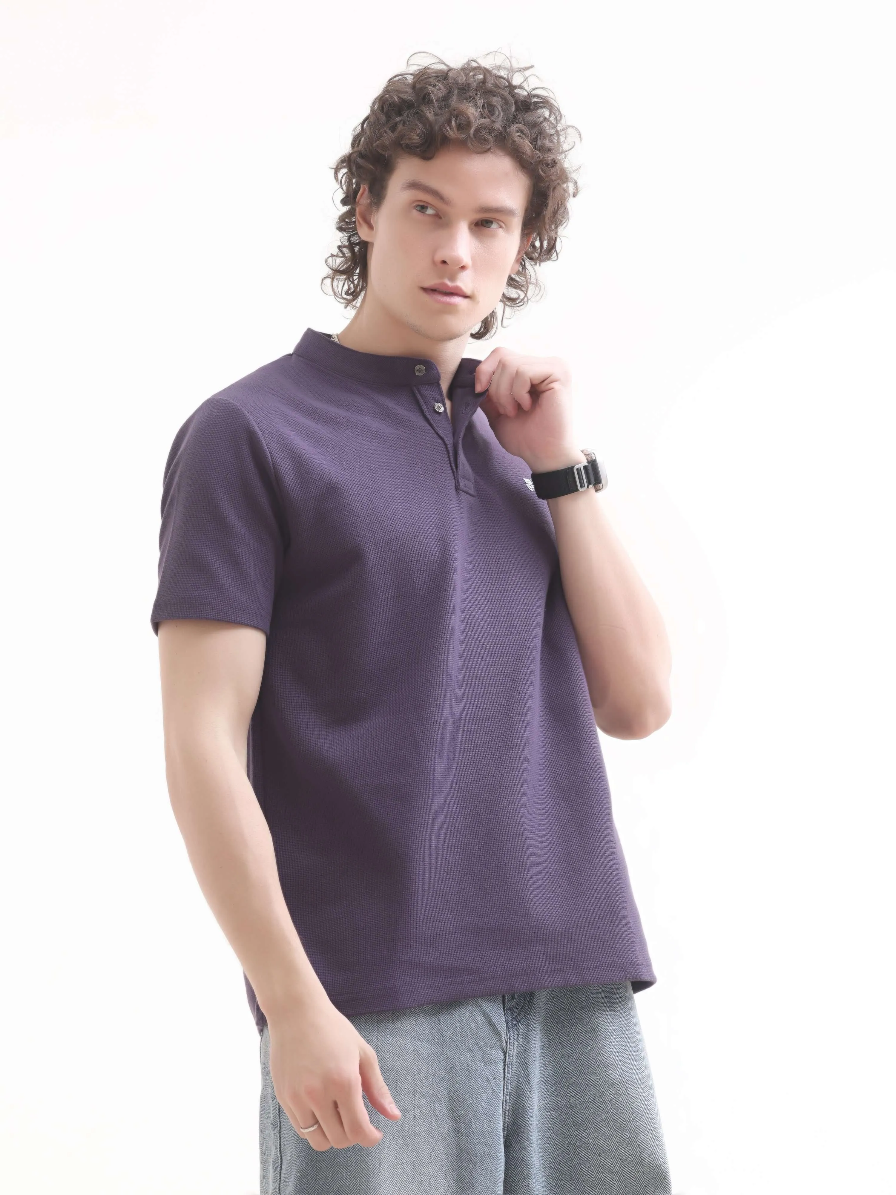 Dusky Purple Henley T-shirt