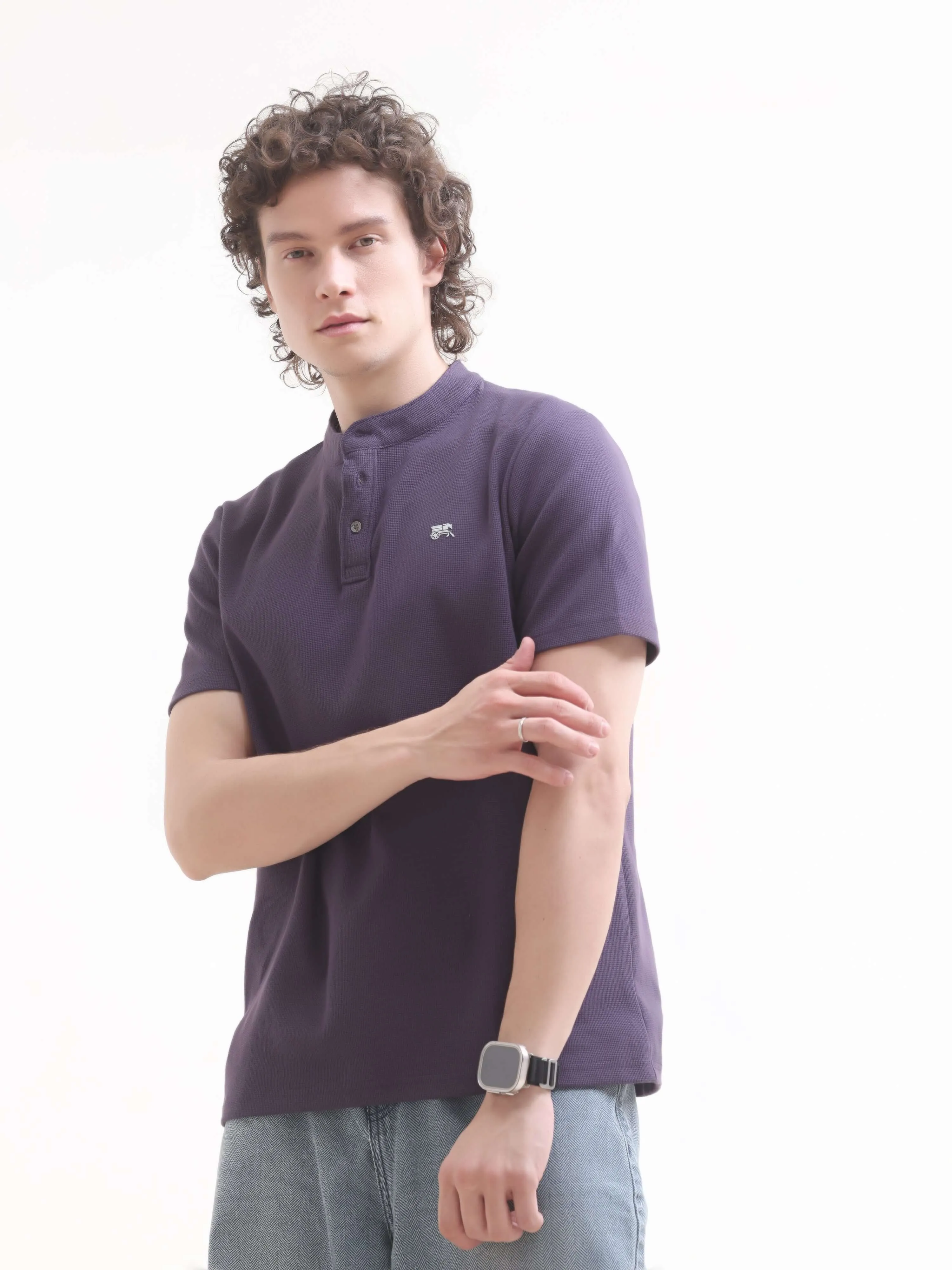 Dusky Purple Henley T-shirt