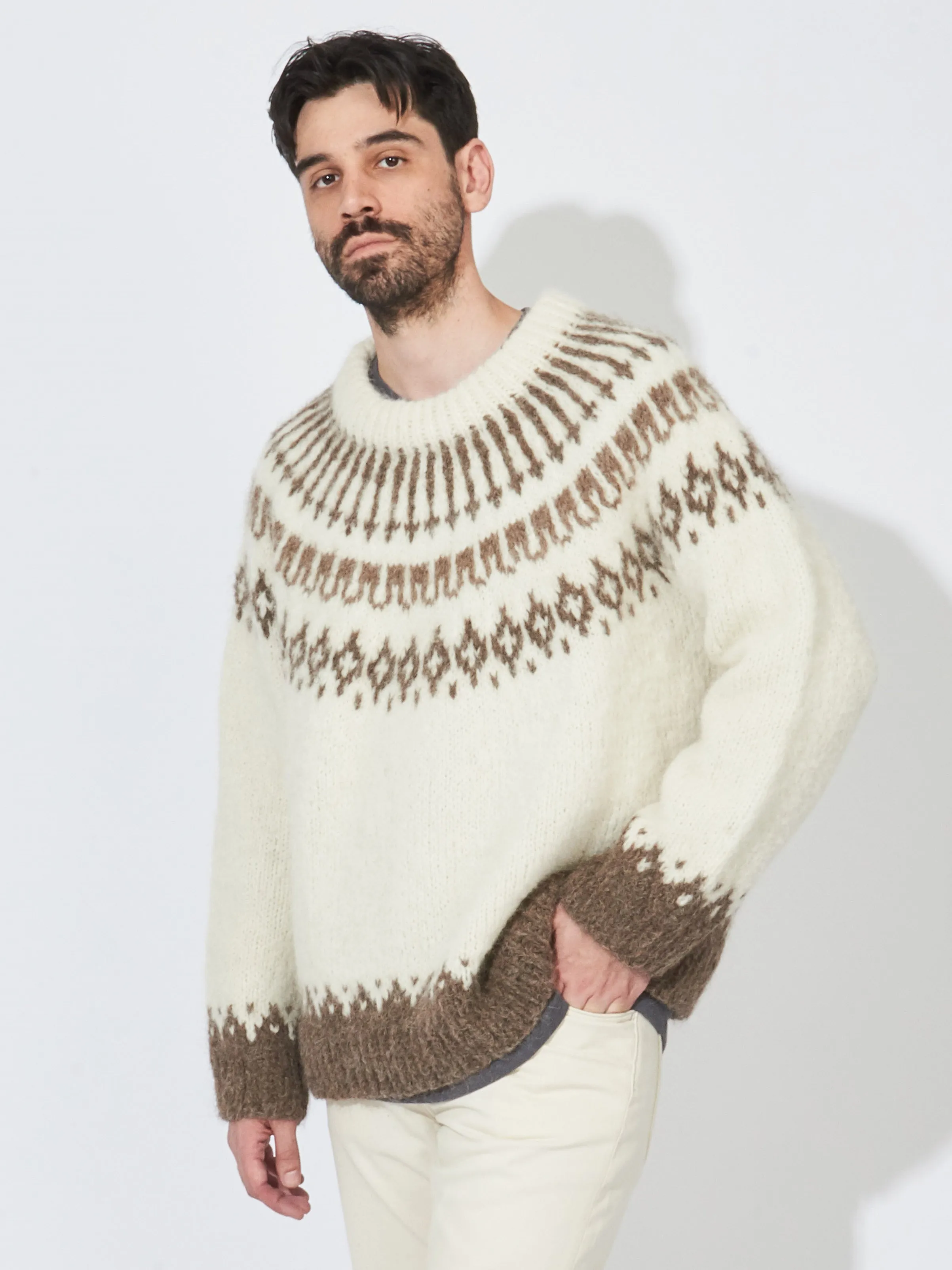 Ecru Branch Yoke Sweater