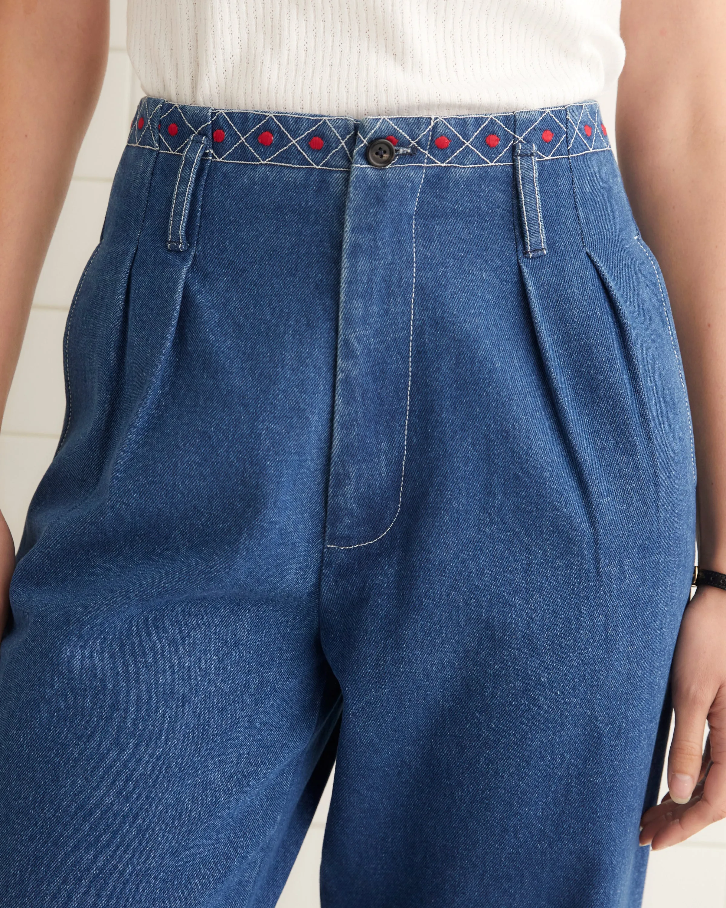 Embroidered Denim Murray Trousers