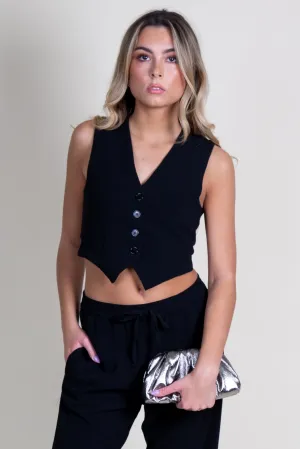 ENZA COSTA | Crepe Vest - Black