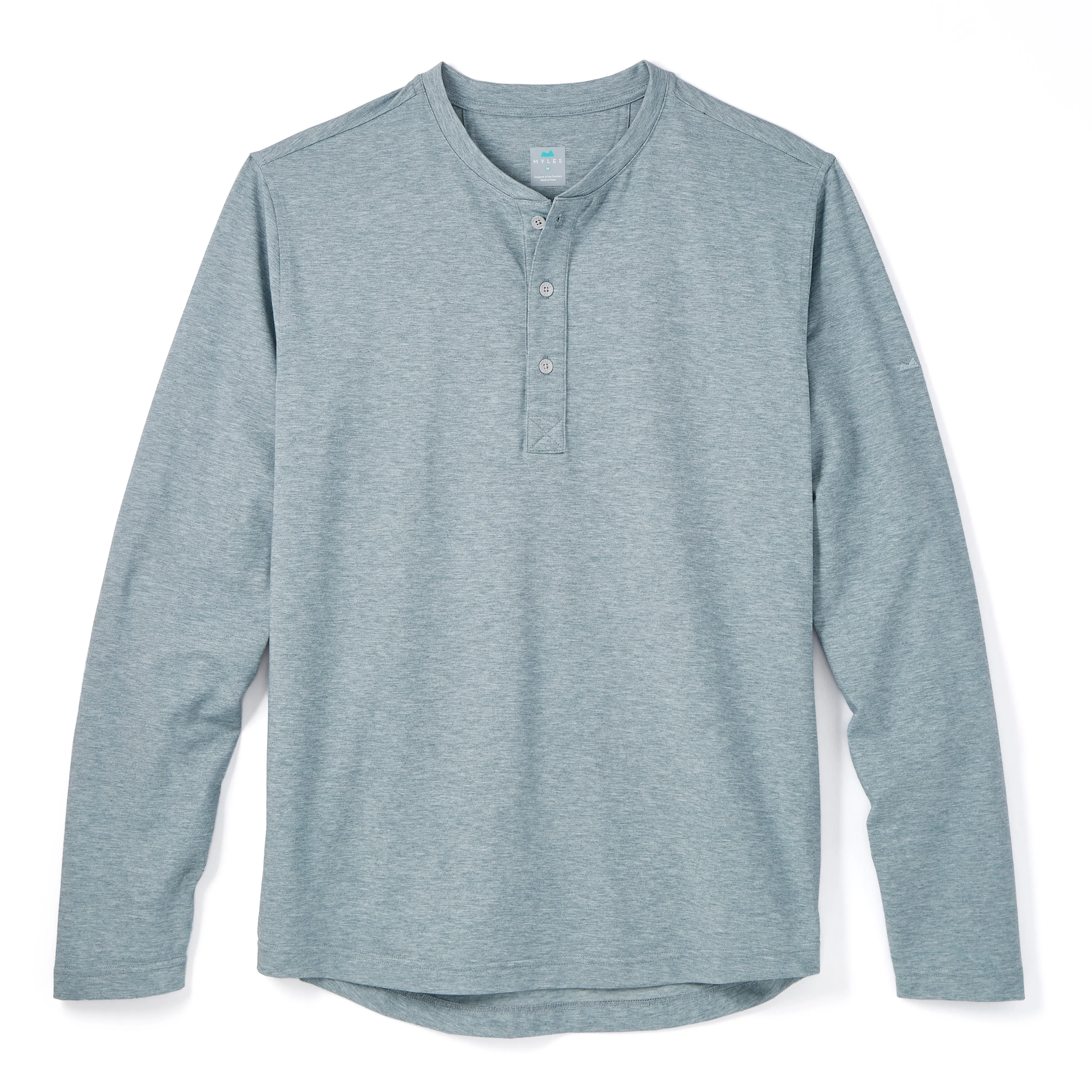 Everyday Henley Long Sleeve in Heather Steely Blue